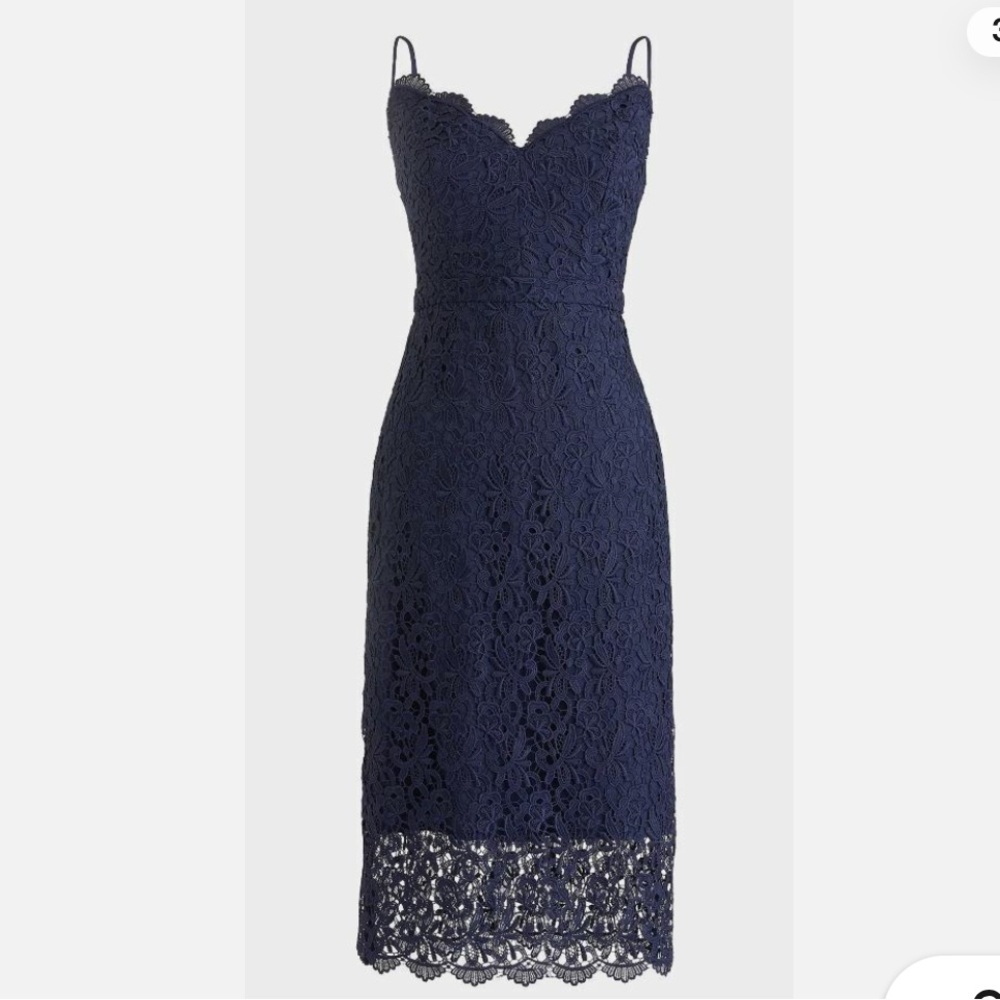Jcrew Lace Dress Guipure Size- 2 Navy